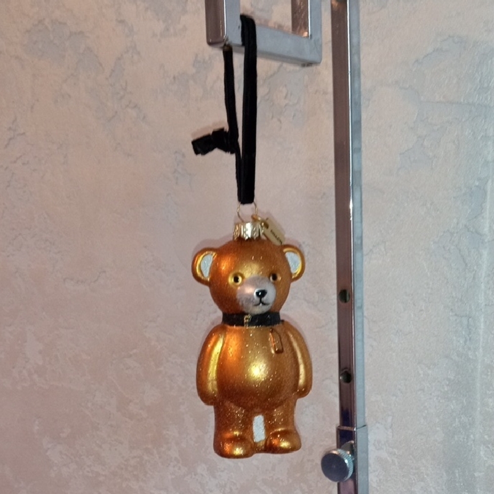 Coach Gold Bear Glass Holiday Ornament